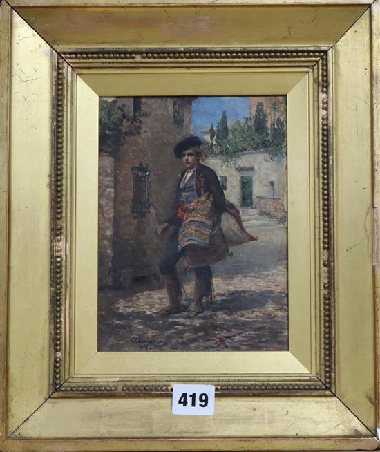 Victoriano Codina y Langlin (1844-1911), oil on canvas, A Spaniard in traditional dress, signed and dated 1888, 20 x 15cm.